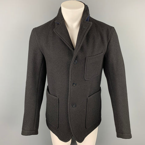 GOLDEN BEAR for UNIONMADE Size M Black Wool / Nylon Buttoned Coat
