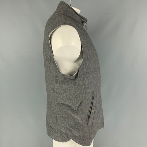 BRUNELLO CUCINELLI Chaleco de cachemir de lana acolchado gris Talla XL