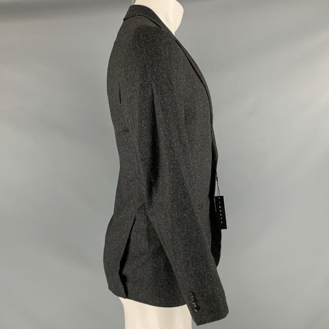 THEORY Size 38 Charcoal Heather Wool Blend Notch Lapel Sport Coat