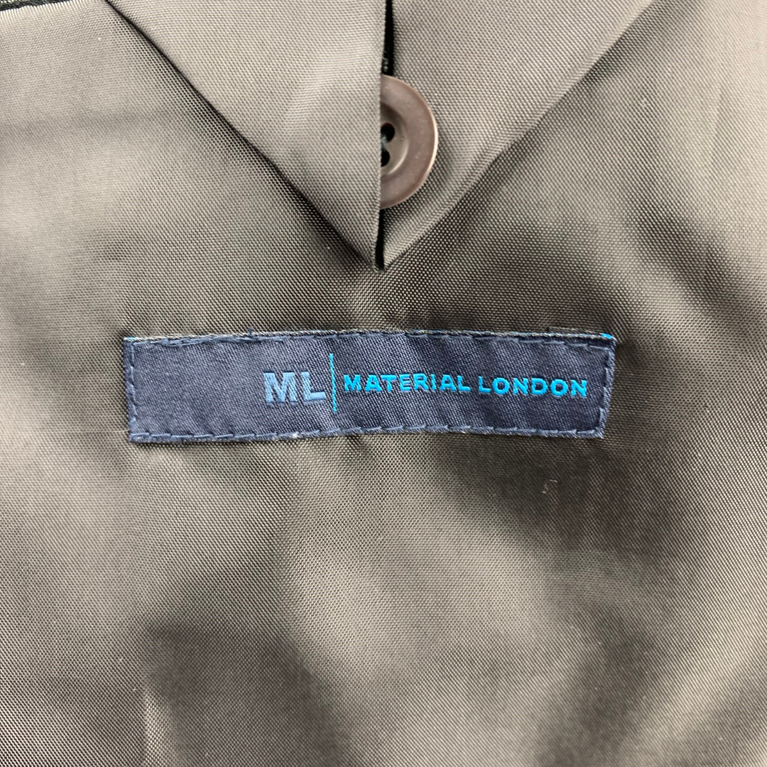 MATERIAL LONDON L Charcoal Pinstripe Cotton Notch Lapel  Sport Coat