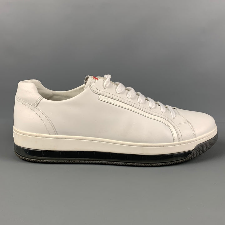 PRADA Size 11.5 White Leather Lace Up Sneakers – Sui Generis  display picture 3