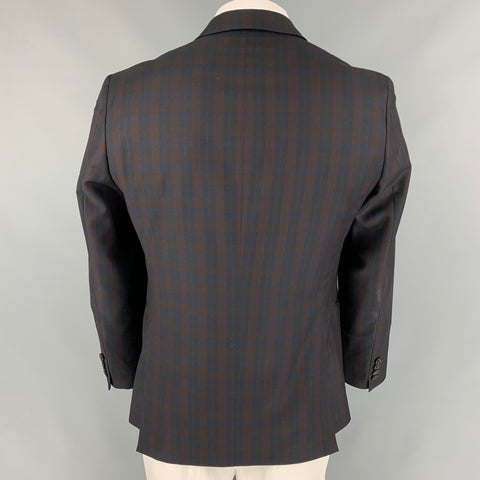 PS by PAUL SMITH Size 42 Burgundy & Navy Plaid Wool Notch Lapel Sport Coat