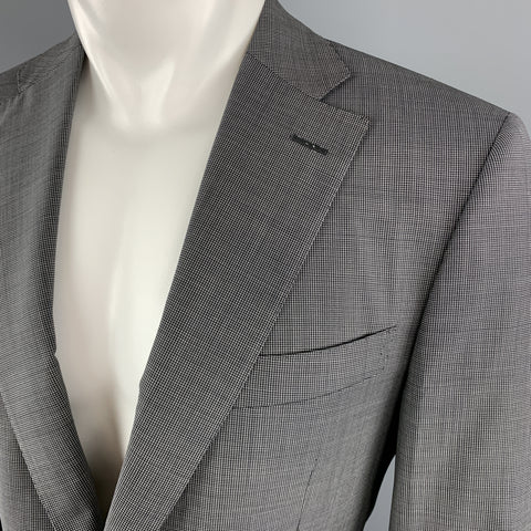 CANALI Size 38 Gray Nailhead Virgin Wool Notch Lapel Suit