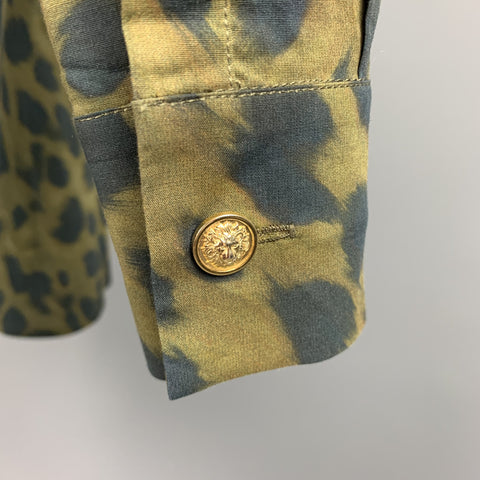 VERSUS by GIANNI VERSACE Size M Olive & Black Print Cotton Oversized Shirt