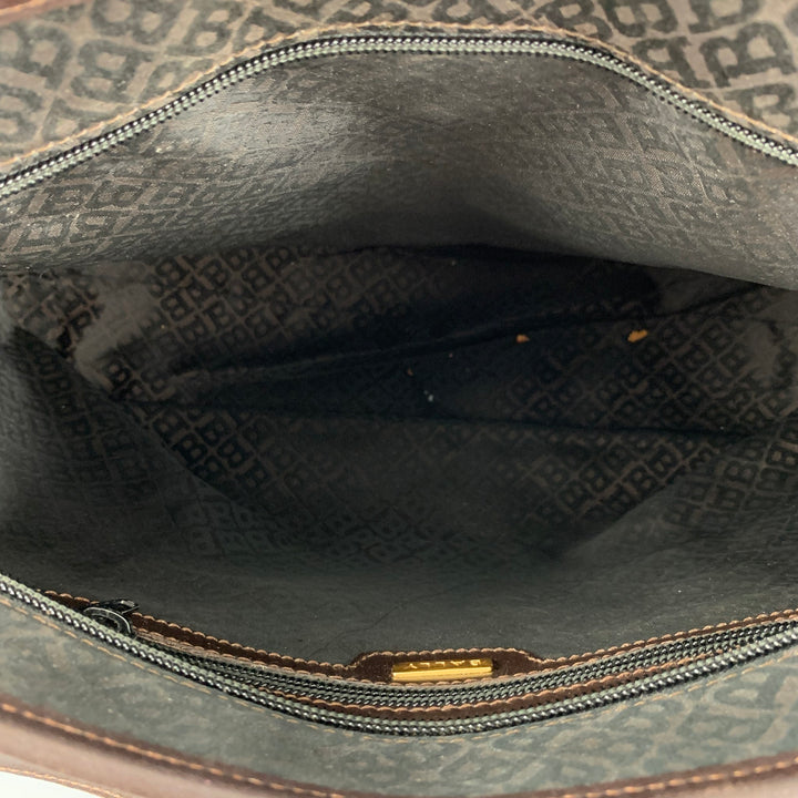 BALLY Brown Monogram Nylon Leather Tote Handbag