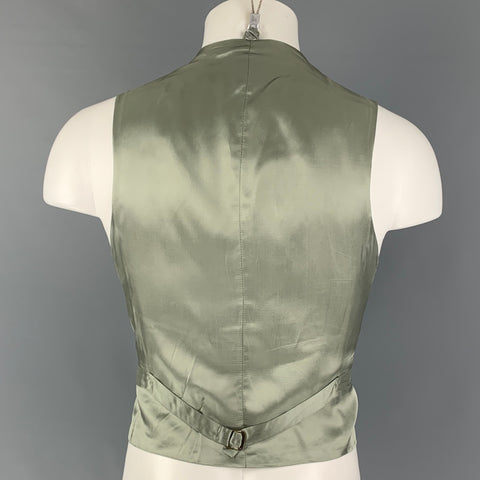 RALPH LAUREN Size L Olive Herringbone Rayon Buttoned Vest