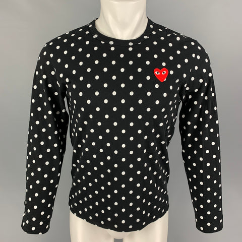 COMME des GARCONS PLAY Size S Black White Polka Dot Cotton Crew-Neck T-shirt