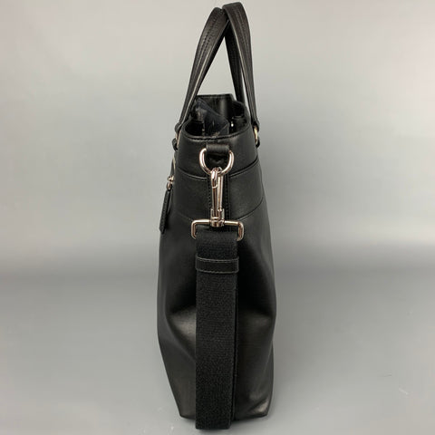 BALLY Black Stripe Leather Rectangle Tote Bag