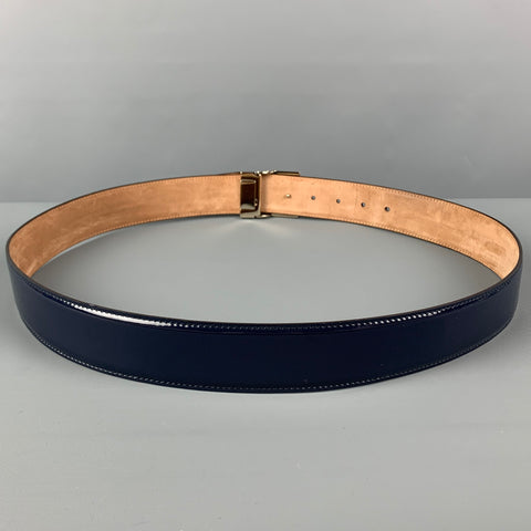 BALLY Size 44 Navy Patent Leather Belt