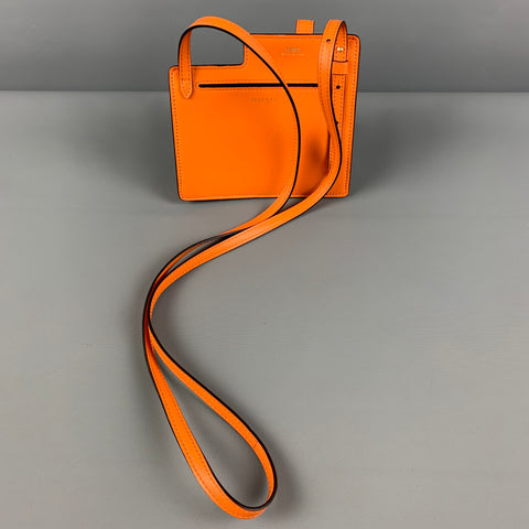 FENDI 2018 Orange Leather Bustine 2 Pockets Mini Cross Body Bag