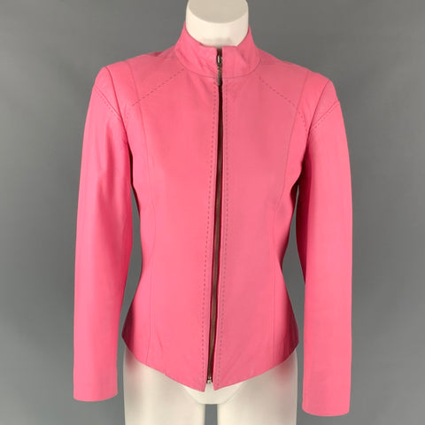 Vintage VERSUS by GIANNI VERSACE Size 4 Pink Leather Jacket
