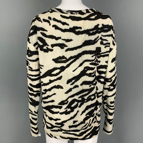 DOLCE & GABBANA Size M Black White Silk Animal Print Casual Top
