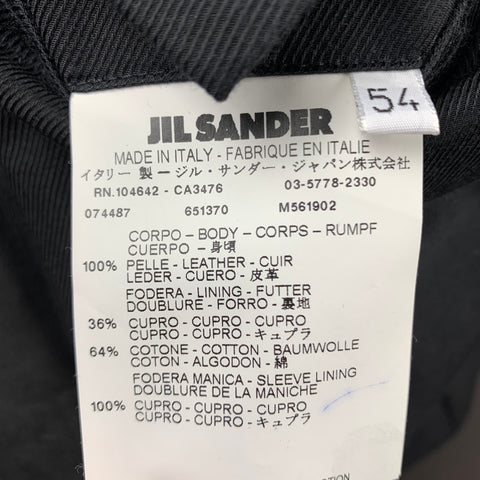 JIL SANDER Taille 44 Veste à revers cranté en cuir vieilli au charbon de bois
