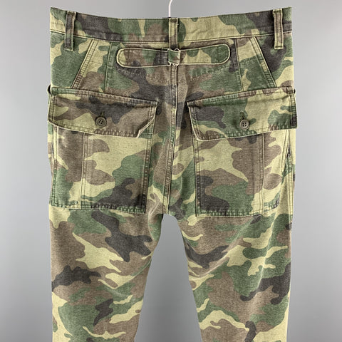 JUNYA WATANABE Size XS Olive Camouflage Rayon Blend Cropped Dress Pants