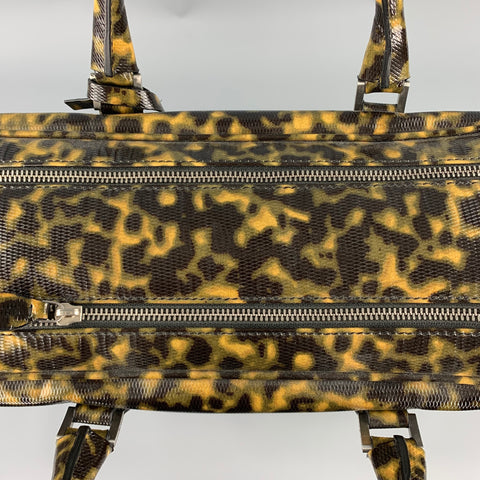 EMPORIO ARMANI Olive Camouflage Patent Leather Luggage / Briefcase