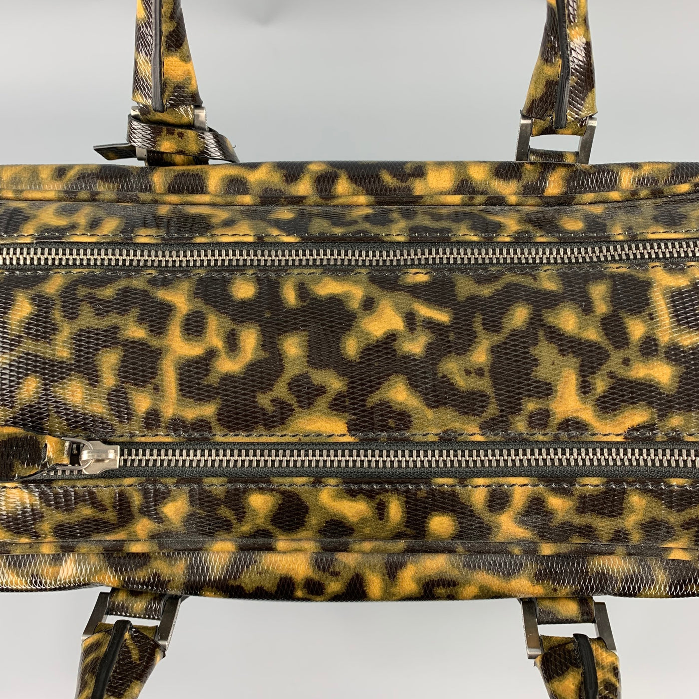 EMPORIO ARMANI Olive Camouflage Patent Leather Luggage / Briefcase