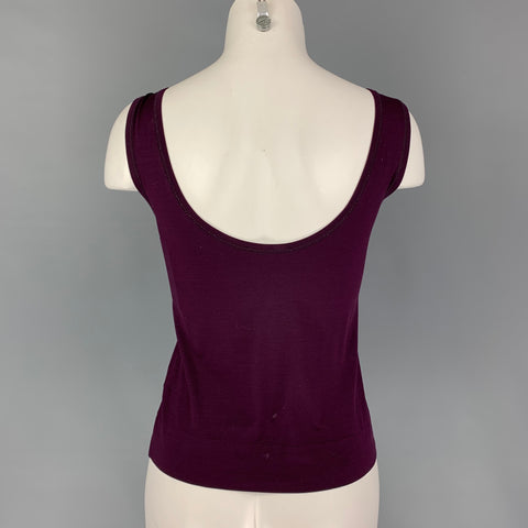 JIL SANDER Size S Eggplant Silk Tank Top