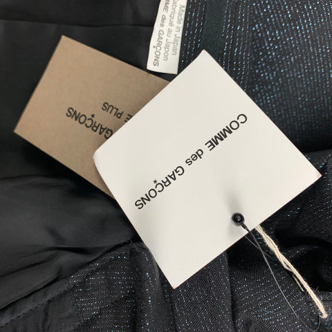 COMME des GARCONS HOMME PLUS SS 19 Size L Black Blue Metallic Ruched Sport Coat