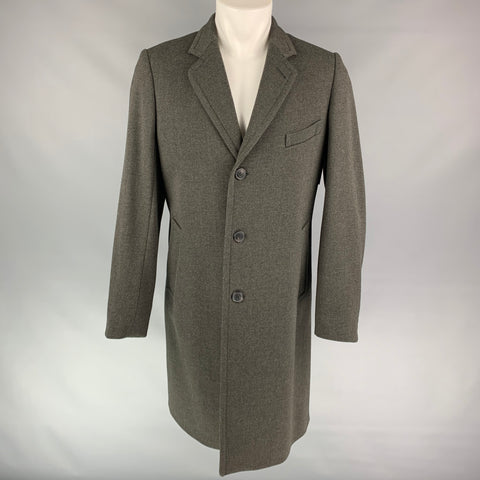 DRIES VAN NOTEN Size 40 Olive Wool Notch Lapel Coat