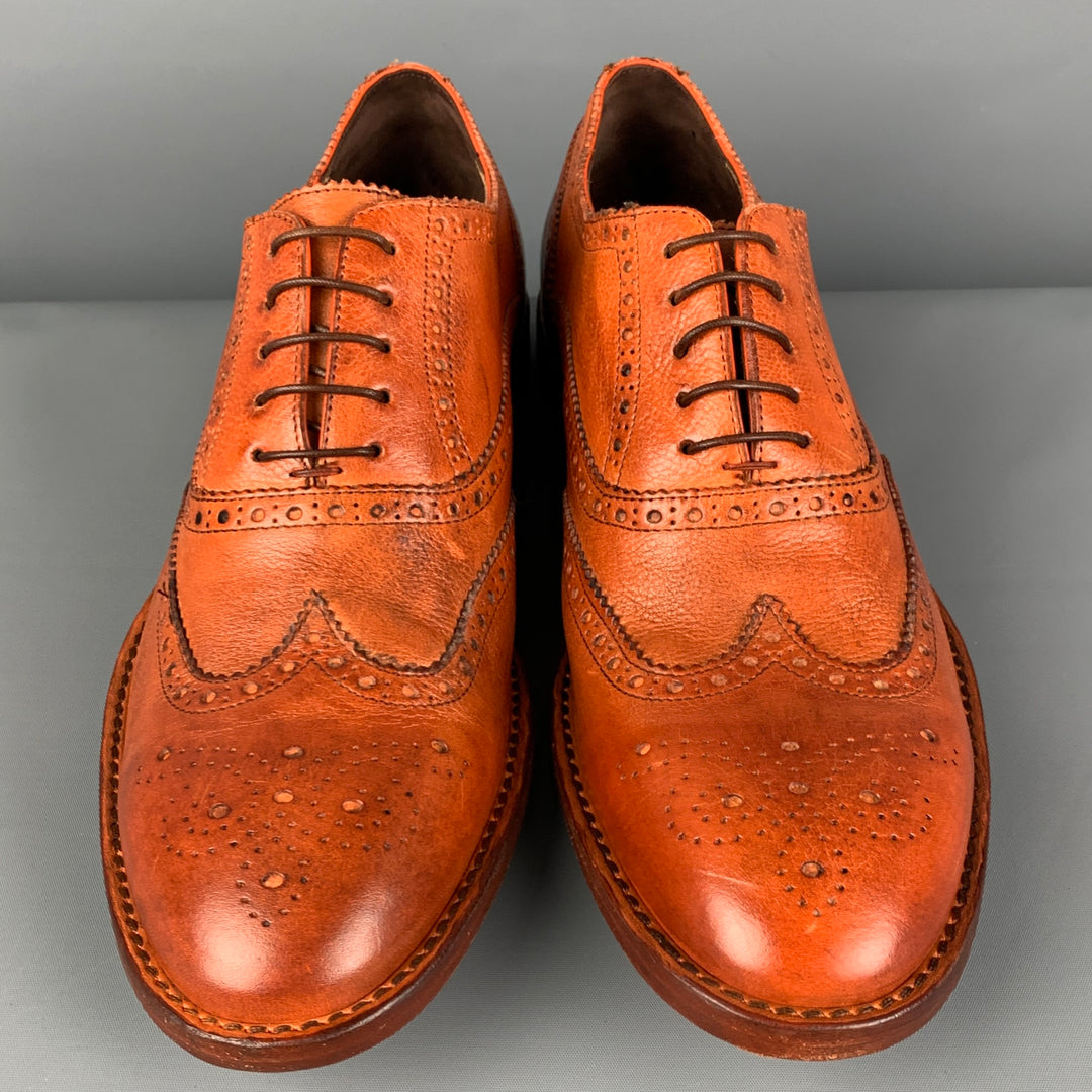 PAUL SMITH Size 11.5 Tan Perforated Leather Wingtip Lace Up Shoes