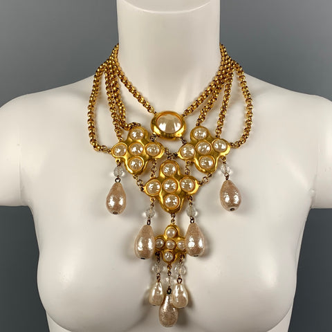 DONNA KARAN Gold Faux Pearl Layered Necklace