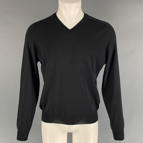 LOUIS VUITTON Size M Black Knitted Wool Silk Crew-Neck Pullover