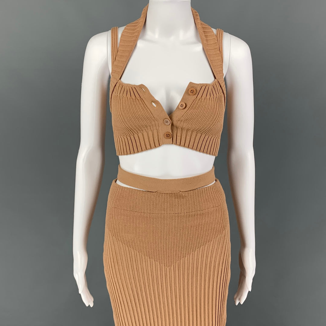 ANDREADA'MO Conjunto de falda de canalé en mezcla de viscosa color tostado talla S