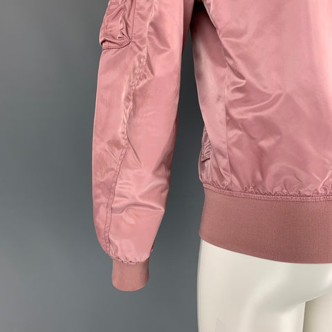 VALENTINO Size 38 Pink Black Signature Polyamide Bomber Jacket