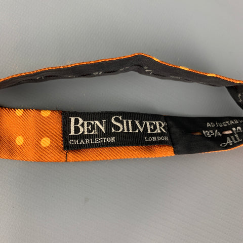 BEN SILVER Copper Orange Polka Dot Silk Bow Tie