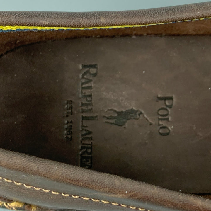 RALPH LAUREN Size 9.5 Dark Brown Contrast Stitch Leather Penny Loafers