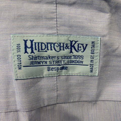HILDITCH & KEY Size XL Blue &  White French Cuff Cotton Long Sleeve Shirt