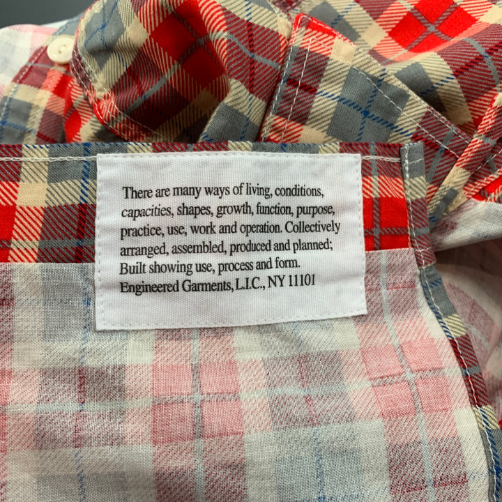 ENGINEERED GARMENTS Size S Red & Grey Plaid Cotton Button Down Long Sleeve Shirt