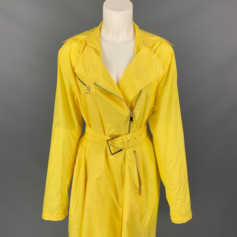 RALPH LAUREN Black Label Size 6 Yellow Nylon Belted Trench Coat
