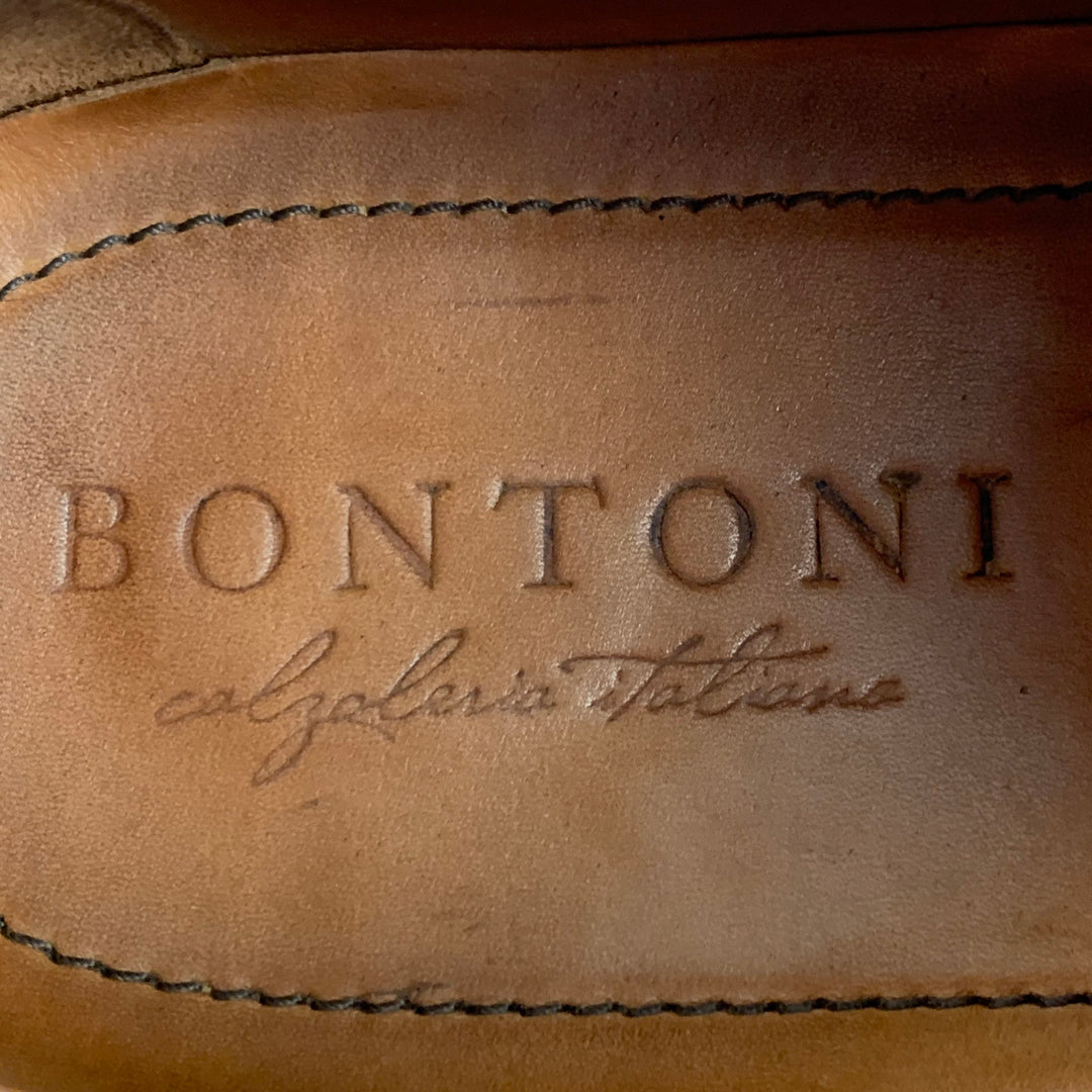 BONTONI Size 10 Brown Perforated Leather Wingtip Lace Up Libertino Shoes