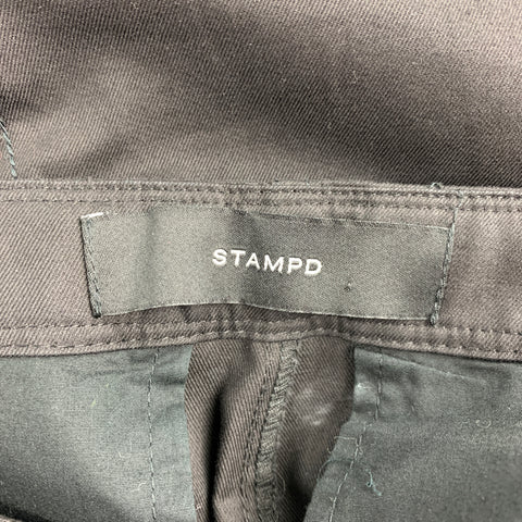 STAMPD Taille 34 Pantalon décontracté court en coton noir avec pattes latérales