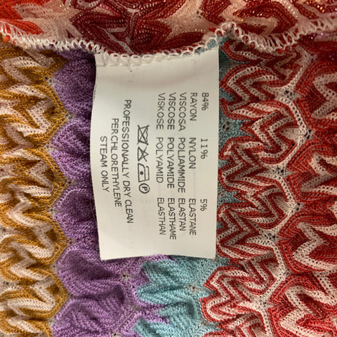 MISSONI Taille 8 Rouge Multicolore Rayonne Mélange Ridé Débardeur Casual Top
