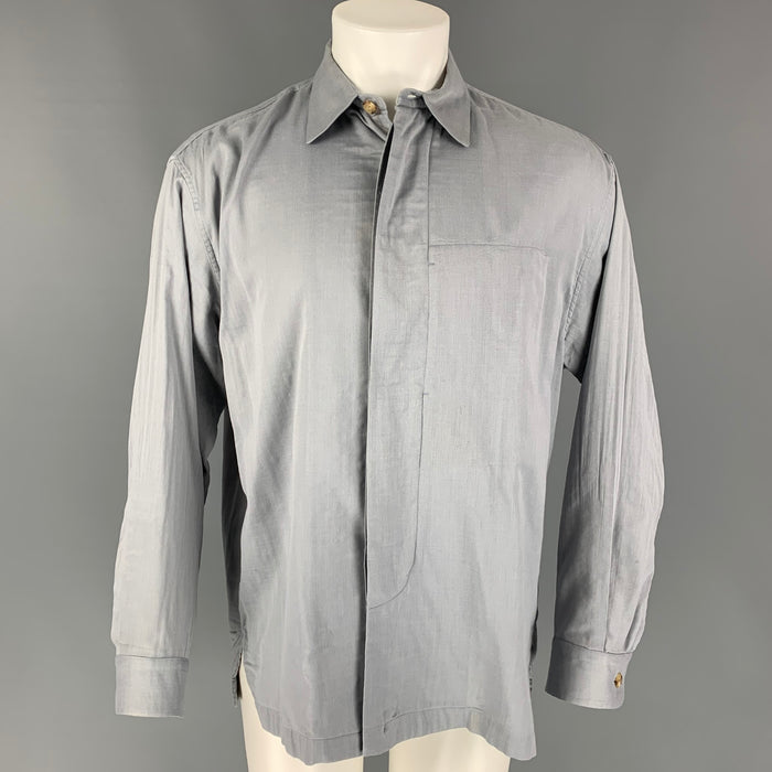ISSEY MIYAKE Size S Light Gray Cotton Hidden Placket Long Sleeve Shirt