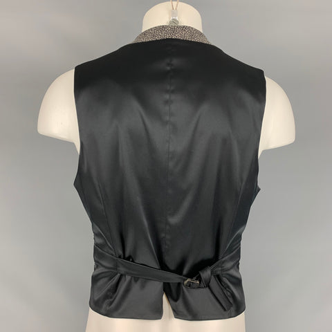 GIORGIO ARMANI Size S Grey & Black Heather Wool Shawl Collar Vest