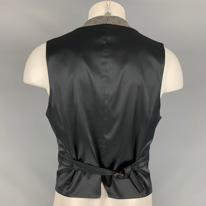 GIORGIO ARMANI Size S Grey & Black Heather Wool Shawl Collar Vest