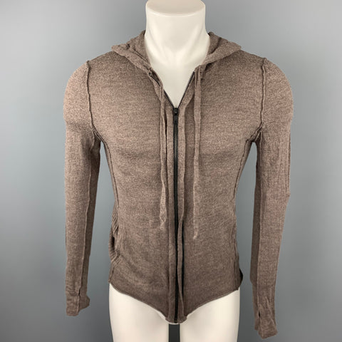NICE COLLECTIVE Size M Brown Knitted Merino Wool Zip Up Jacket