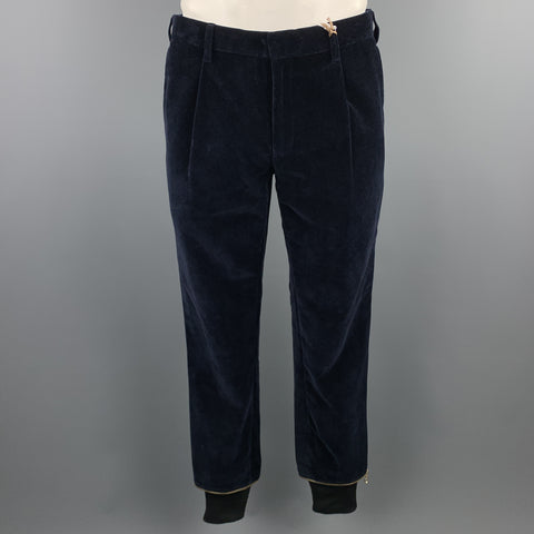 KOLOR Size L Navy Mixed Fabrics Velvet Zip Up Track Suit