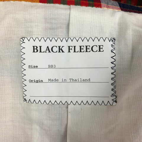 BLACK FLEECE Size 42 Yellow Multi-Color Plaid Cotton Notch Lapel Suit