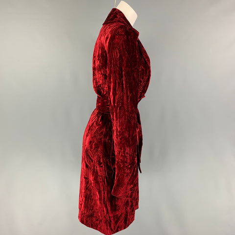 CHACOK Taille S Manteau ceinturé en acétate de viscose bordeaux