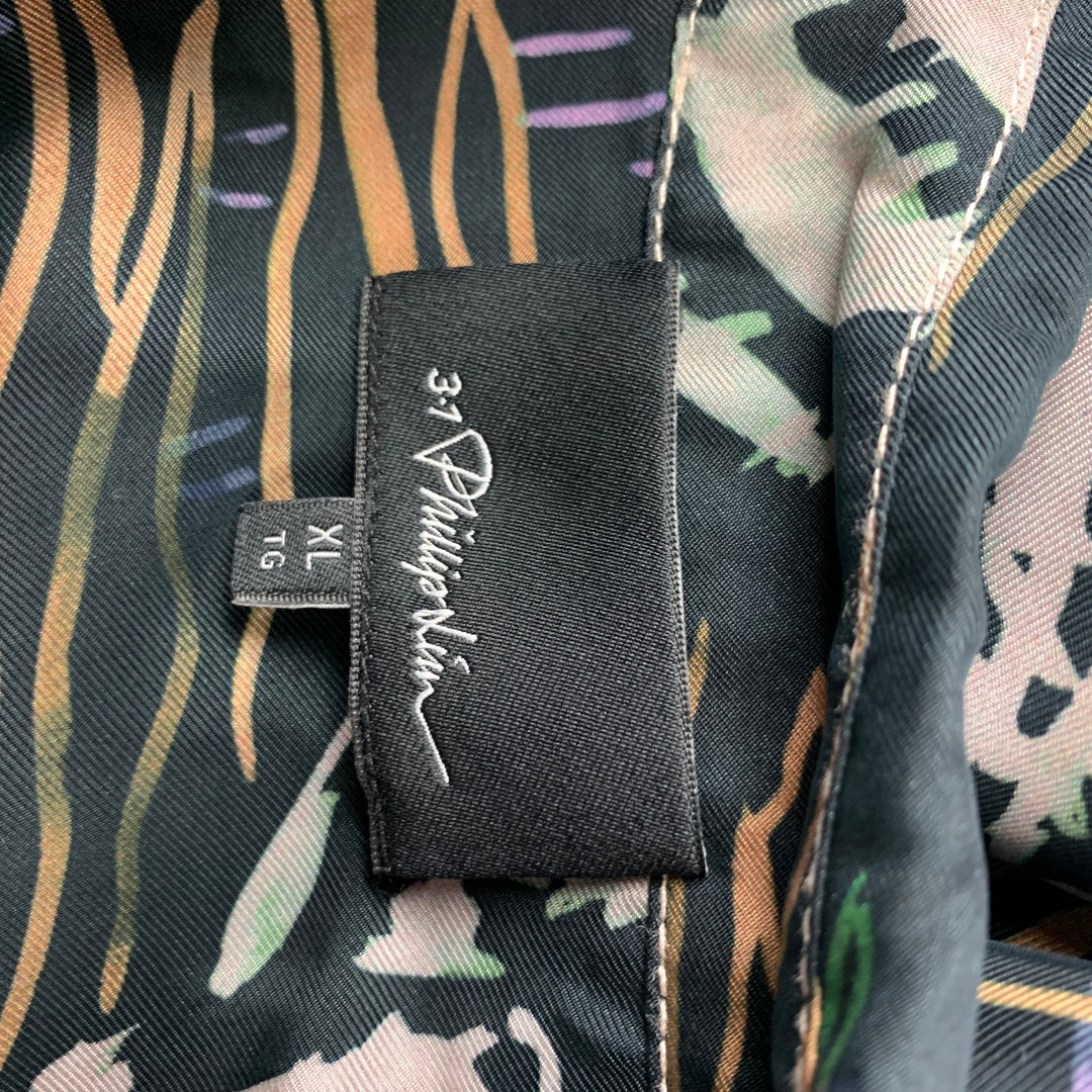 3.1 PHILLIP LIM Taille XL Chemise à manches longues en cupro imprimé multicolore