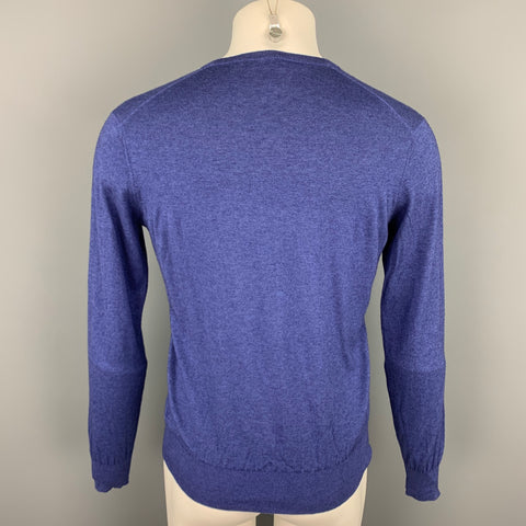 COLTORTI Size M Blue Silk / Cashmere V-Neck Pullover