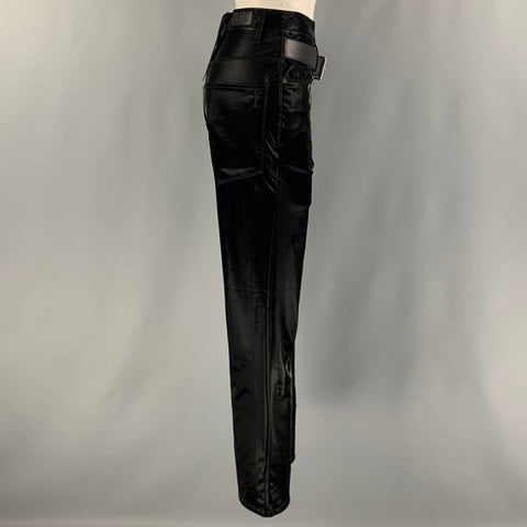 RtA Size S Black Solid Polyurethane Jean Cut Casual Pants