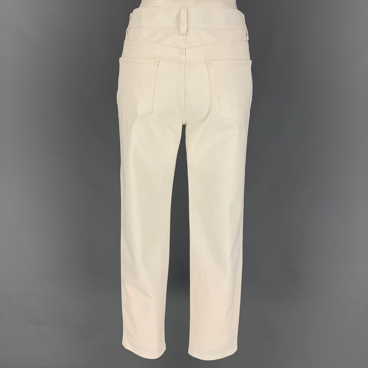 SALVATORE FERRAGAMO Size 6 White Cotton Zip Fly Jeans