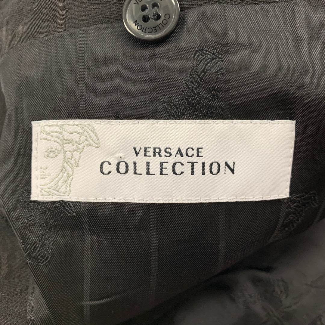 VERSACE COLLECTION Size 38 Black Jacquard Cotton / Polyamide Sport Coat