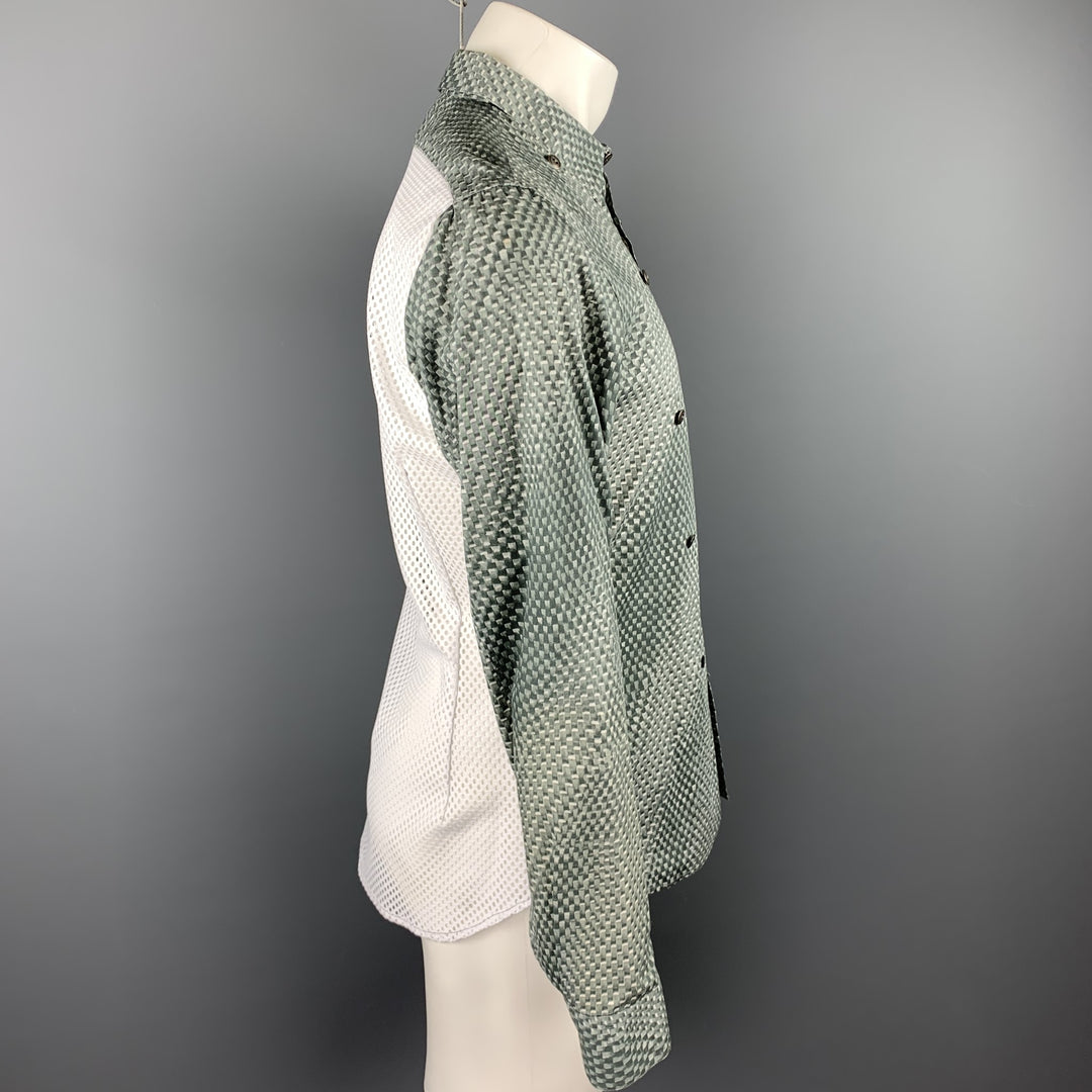 CALVIN KLEIN COLLECTION Size M Gray Print Cotton Button Up Long Sleeve Shirt
