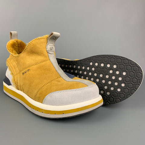 DECKER Taille 10 Bottes à enfiler en peau de mouton jaune et gris